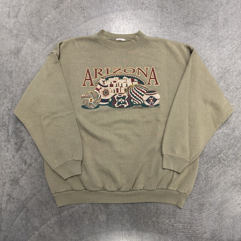 Vintage Arizona Sweatshirt Men's XL Southwestern Pottery Graphic 90's Boxy